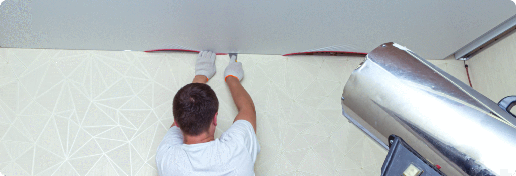 Stretching the fabric (how to install stretch ceiling)